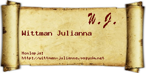 Wittman Julianna névjegykártya
